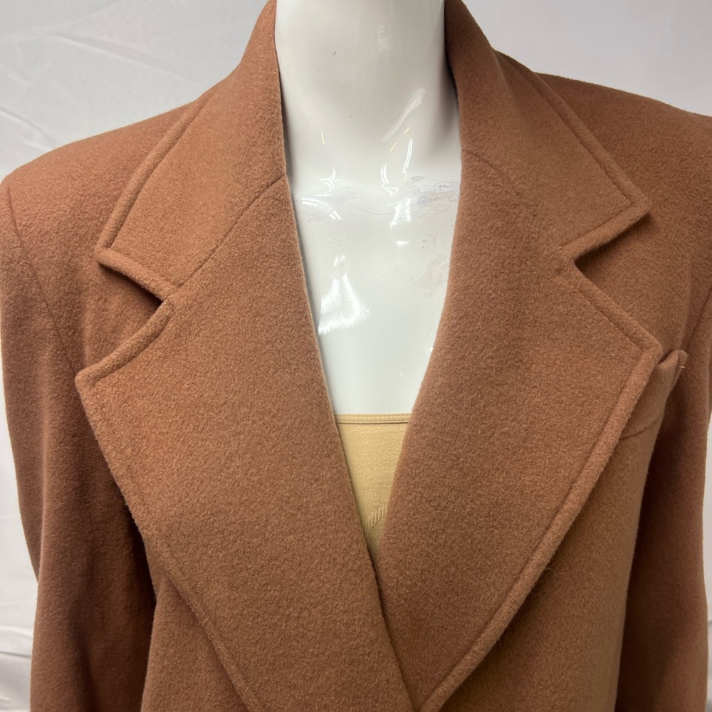 NWT Womens M Long Cashmere Wool Luciana Barontini Brown Full Length Vintage Coat - Picture 2 of 9